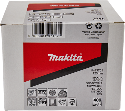 Makita accessoires schuurschijf 125mm k400 red velcro - p-43701 - p-43701