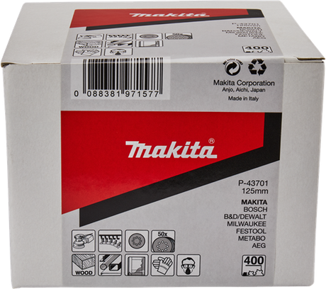 Makita accessoires schuurschijf 125mm k400 red velcro - p-43701 - p-43701
