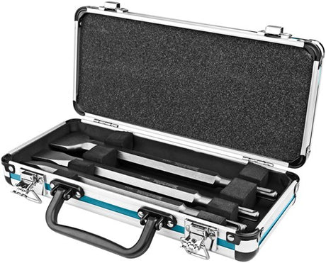Makita accessoires 3-delige sds plus beitelset: punt, vlak en spadebeitel in aluminium koffer d-42357 - d-42357