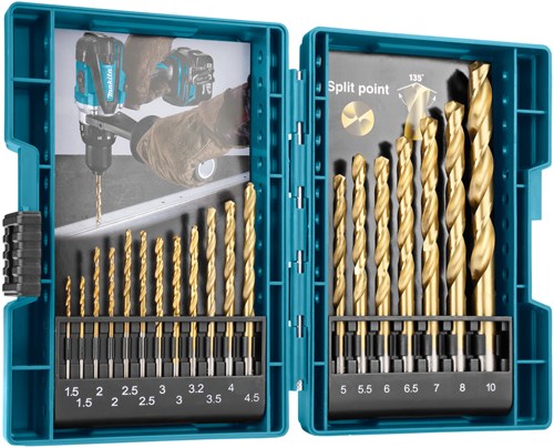 Makita accessoires makita metaalborenset 19-delig hss-tin - d-67527