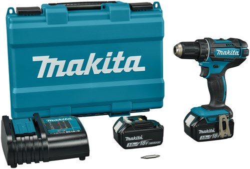 Makita ddf482sfe 18v boor- schroefmachine 3,0 ah accu (2 st), oplader, koffer