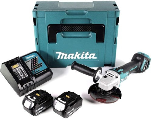 Makita dga511rtj 18v accu haakse slijper 125mm | 18v 5.0ah li-ion in m-box | 18v (2x 5.0ah accu + lader) - dga511rtj