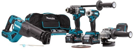 Makita dk0126g401 | combiset | 40v max | 4,0ah | li-ion | df001g accuboor | td003g slagschroever | ga005g slijper | jr001g reciprozaag - dk0126g401