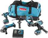 Makita dlx4017 | lxt accu combiset 18v ddf458 + dhr202 + dtd146 + dga452 in tas (3x 3.0ah accu + dc18rc snellader) - dlx4017