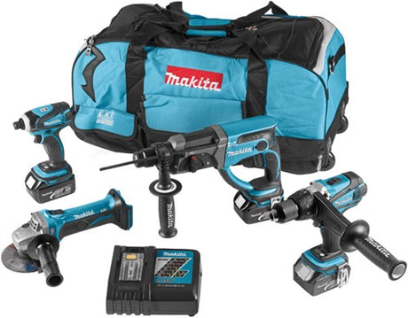 Makita dlx4017 | lxt accu combiset 18v ddf458 + dhr202 + dtd146 + dga452 in tas (3x 3.0ah accu + dc18rc snellader) - dlx4017