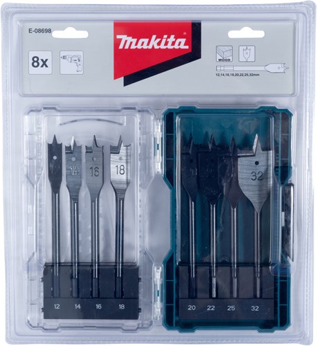 Makita accessoires makita toebehoren - e-08698 - platte houtboren - 8 delige set