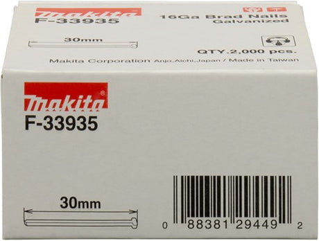 Makita accessoires brad lengte 30mm uitvoering gegalvaniseerd draaddikte 1,61mm - f-33935