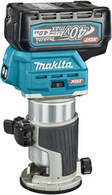 Makita rt001gm206 boven- en kantenfrees | 40 v max | 2 x 4.0 ah accu + snellader | incl. diverse voeten + geleiderail adapter | in mbox - rt001gm206