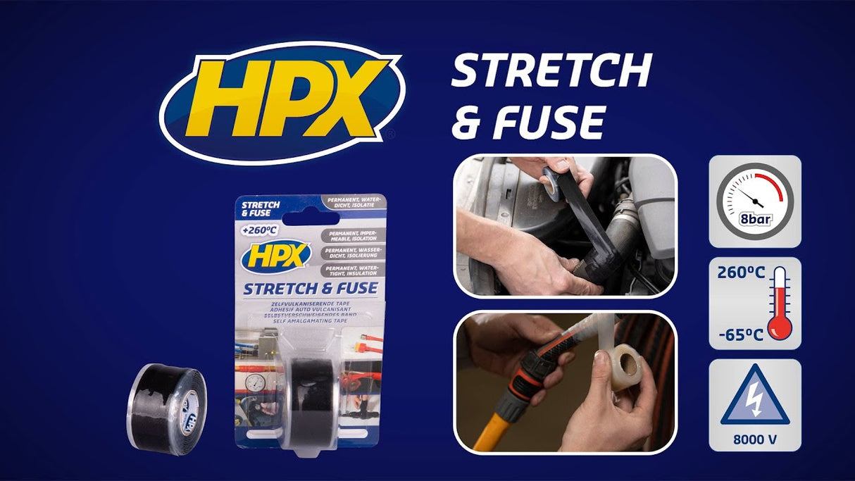 Hpx producten stretch fuse reparatietape silicone transparant 25mm x 3m
