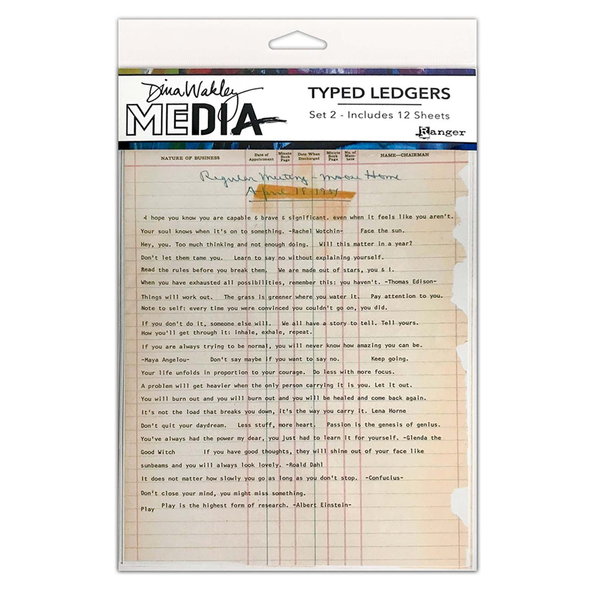 Ranger ink ranger • dina wakley media typed ledgers set 2 12sheets
