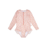 Leopard | oudroze meisjes uv badpak met lange mouwen