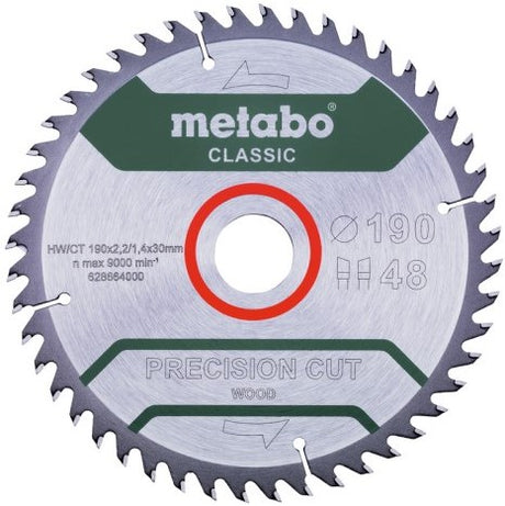 Metabo accessoires cirkelzaagblad | precision wood classic | 190x30mm | z48 wz 15° b - 628664000