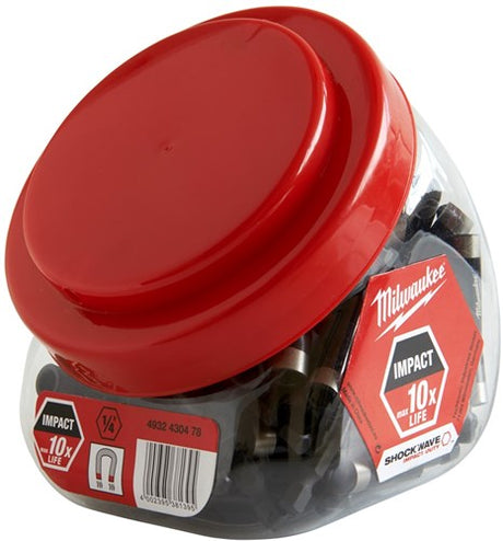 Milwaukee accessoires 100 delig bulk jamjar shockwave magnetsche bithouder 60mm - 4932430478