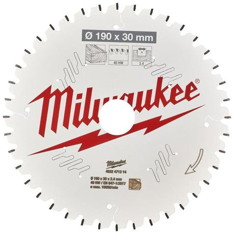 Milwaukee accessoires cirkelzaagblad ms w 190x30x2,4x40atb neg. - 4932471314
