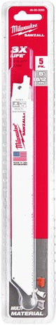 Milwaukee accessoires milwaukee reciprozaagbladen | universeel | hout metaal kunststof | 200mm x 8 12 tpi | 5 stuks - 48475093