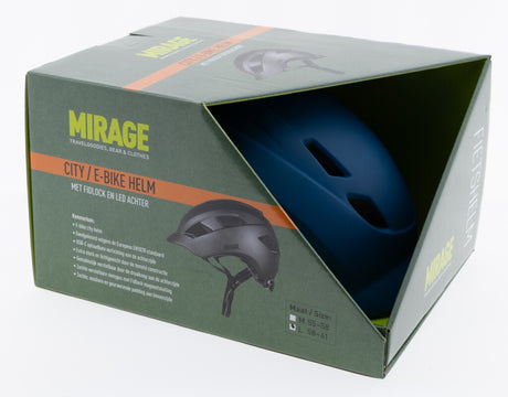 Mirage city e-bike helm 58-61cm, m fidlock, led, mat blauw