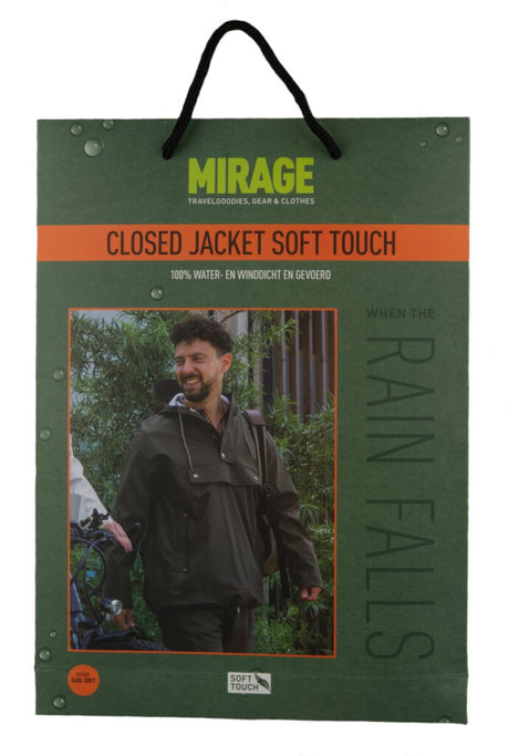 Mirage regenjas rainfall closed jacket - maat l - gemaakt van polyester soft touch - earl grey