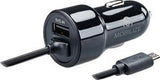 Enzo mobilize usb autolader dual 4800ma + micro usb kabel zwart 1m - 9540125