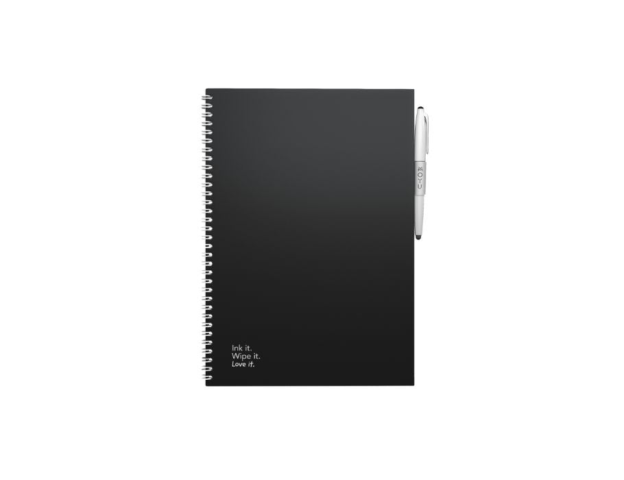 Moyu uitwisbaar notitieboek - hardcover a4 - pitch black