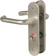 Nemef 3253 wc ls beslag kortschild afgerond | d kruk-kruk | beslagset | geveerd | krukstift 8mm | f1 aluminium | wc63 | draairichting links - 9325322632