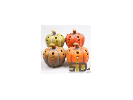 Season inspired decoration pompoen met led verlichting h14cm