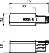 Nordic aansluitstuk tbv. rail alu links 3-fasen 5050014