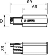 Nordic aansluitstuk tbv. rail wit rechts 3-fase 5050020