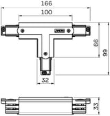 Nordic t-stuk vast 90gr. tbv. rail grijs links 5050051