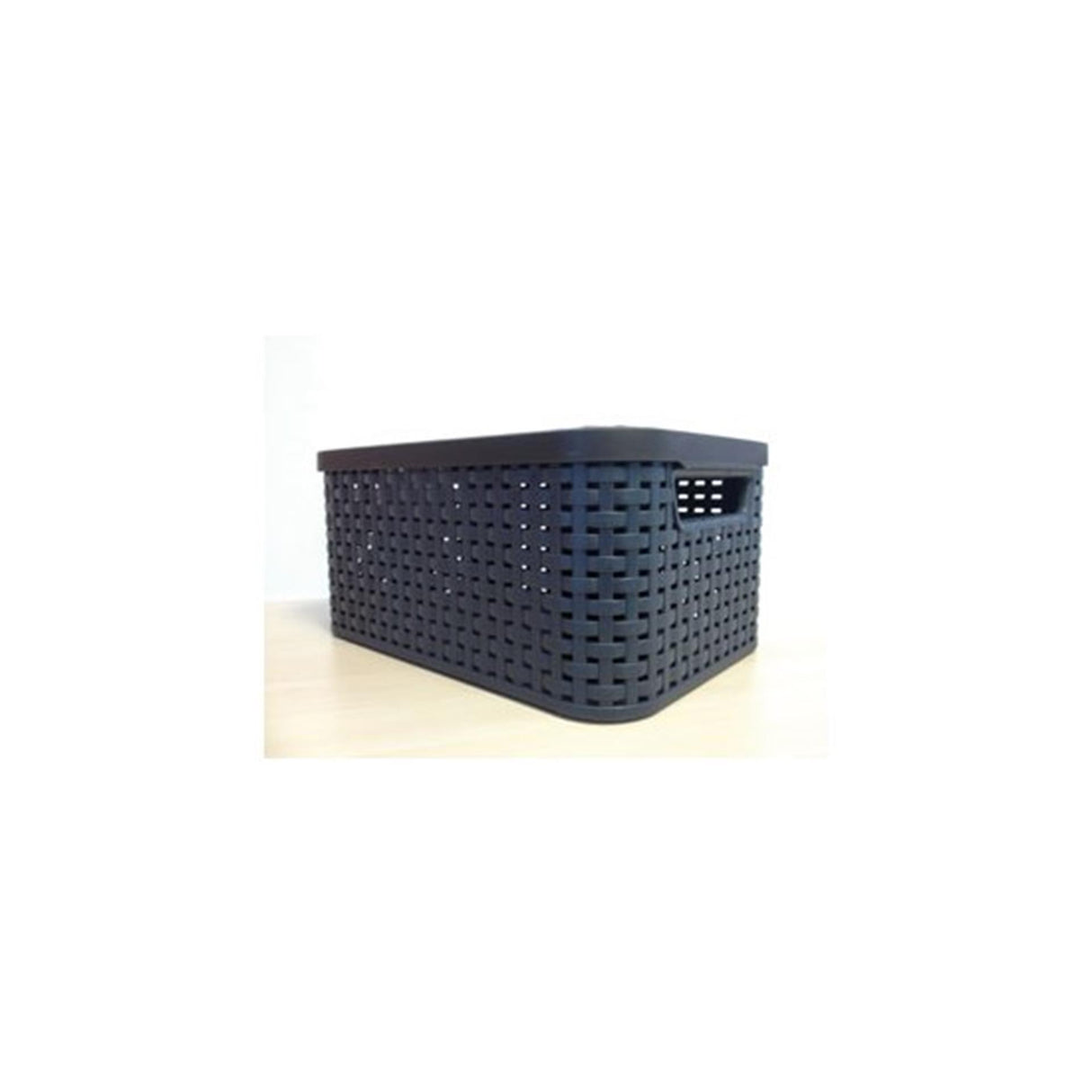 Curver style mand m met deksel rotanstyle antraciet (lxbxh 38x28x19cm)