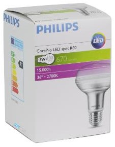 Philips led r80 e27 8-100w 2700k - led3313