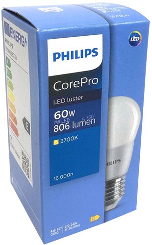 Philips led kogel 5,5-40w e14 827 p45 helder - led3340