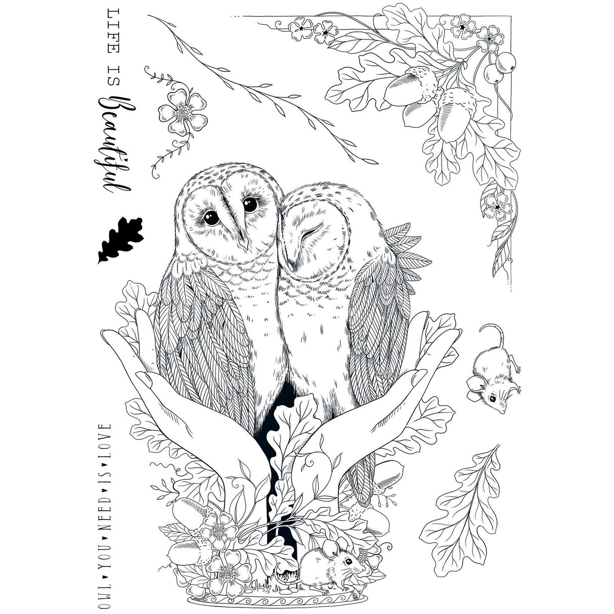 Pink ink designs • wings series clear stamp set an owl in the hand