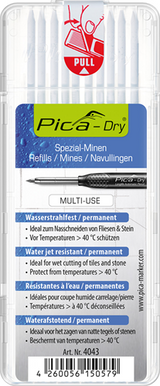 Pica vullingenset | 10x wit | waterbestendig | dry 4043 | 10 stiften set | 1 stuk - 4043 - 4043