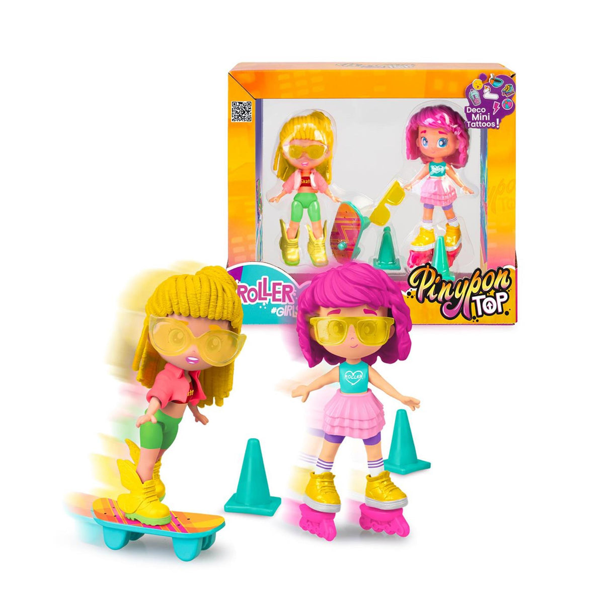 Pinypon top roller girls set met tattoos