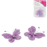 Decoratieve vlinder paars 4 cm set van 4 | 24 stuks