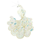 Pauw op clip glitter wit 18 cm | 12 stuks