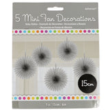 Amscan decoratieve waaiers zilverkleurig 15 cm set van 5 | 24 stuks