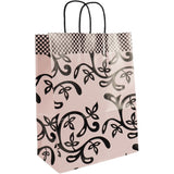 Papieren tas roze en zwart 31 cm set van 250