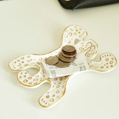 Kikkerland decoratie schaal luipaard wit 13 cm | 16 stuks