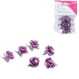 Knijper met bloem paars 2,5 cm set van 6 | 24 stuks