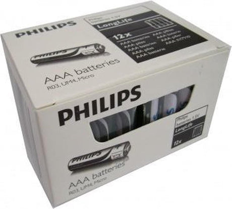 Philips batterijen longlife aaa r03 doos a 12 blisters van 4 stuks