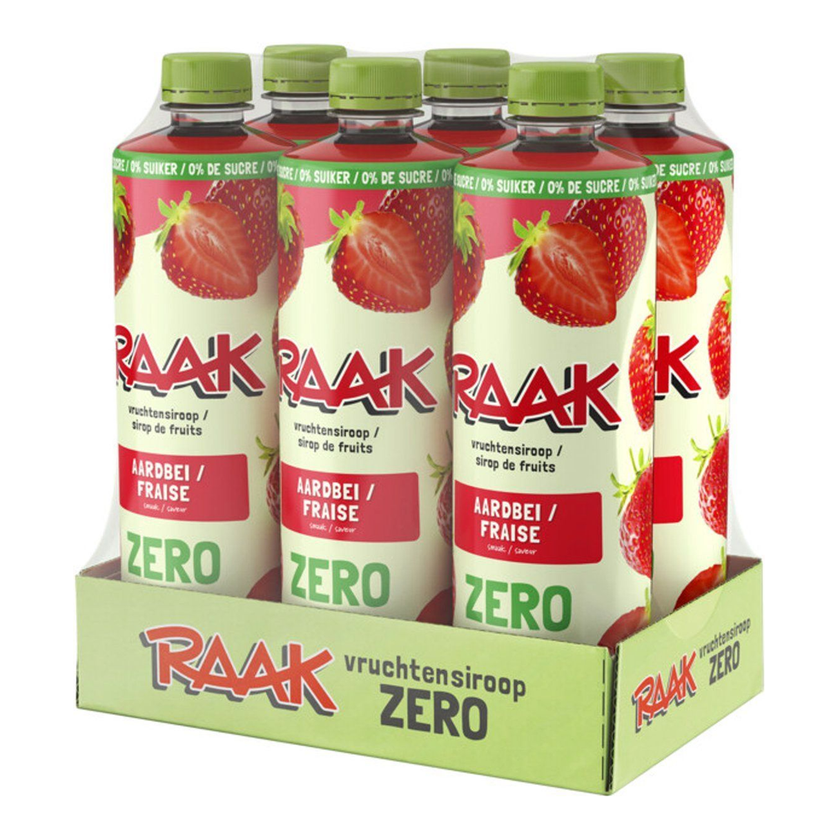Raak vruchtensiroop aardbeien zero sugar (6x 750ml)