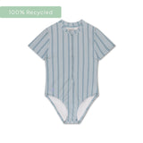 Resort stripe | groen gestreept meisjes uv badpak met korte mouwen