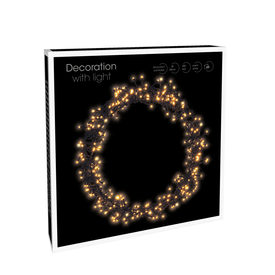 Ring led zwart 300 leds ø38cm