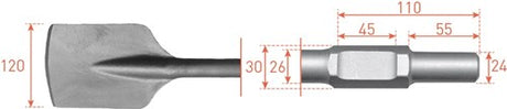 Rotec 6-kant spadebeitel 120x400mm 6-kant ø30,0 ø24x55mm - 2155220