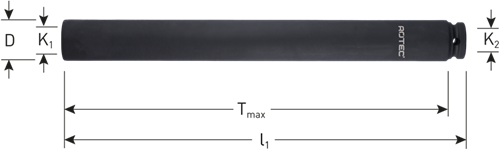 Rotec krachtdop | binnenvierkant 1 2 | extra lang | l=310 | sw 36 - 842.3036