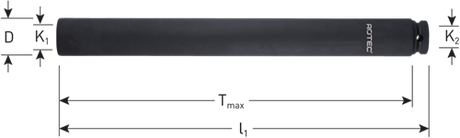 Rotec krachtdop | binnenvierkant 1 2 | extra lang | l=310 | sw 36 - 842.3036