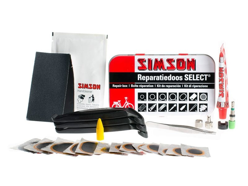 Simson Reparatiedoos Select 12,5 cm aluminium rood wit 23-delig