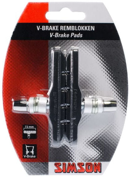 remblokken V-brake 72 x 12,5 mm zwart 2 stuks