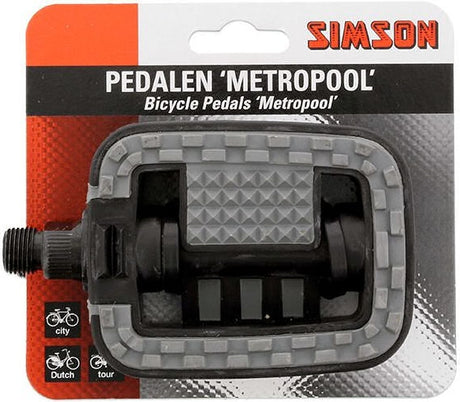 Simson Pedalen set Metropool 9 16 inch grijs zwart